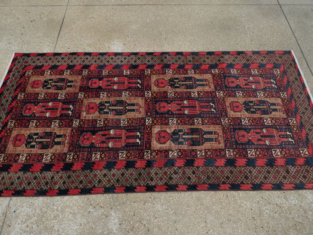 Vintage Central Asian Pictorial Turkoman Tribal Rug (Pair: 1 of 2), No.27069 - Staging