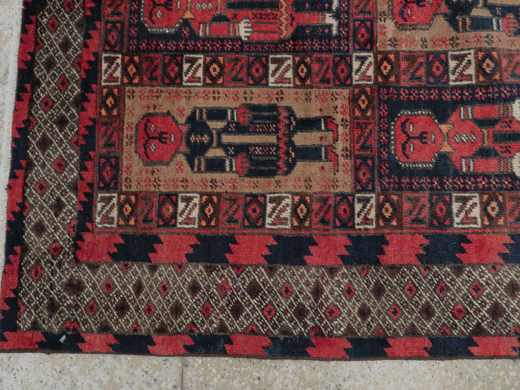Vintage Central Asian Pictorial Turkoman Tribal Rug (Pair: 1 of 2), No.27069 - Staging