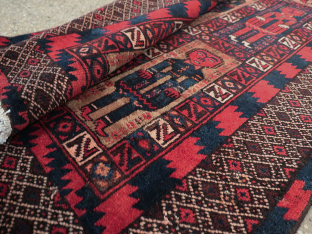 Vintage Central Asian Pictorial Turkoman Tribal Rug (Pair: 2 of 2), No.27070 - Staging