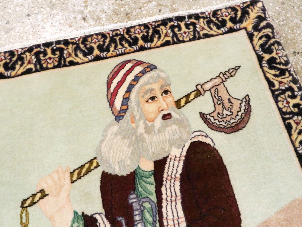 Vintage Persian Tabriz Pictorial Rug, No.27075 - Staging