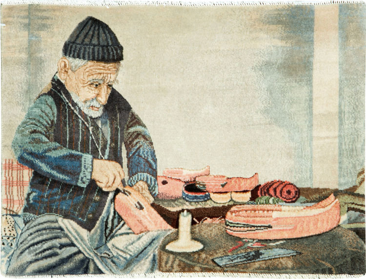 Vintage Persian Tabriz Pictorial Rug, No.27076 - Staging