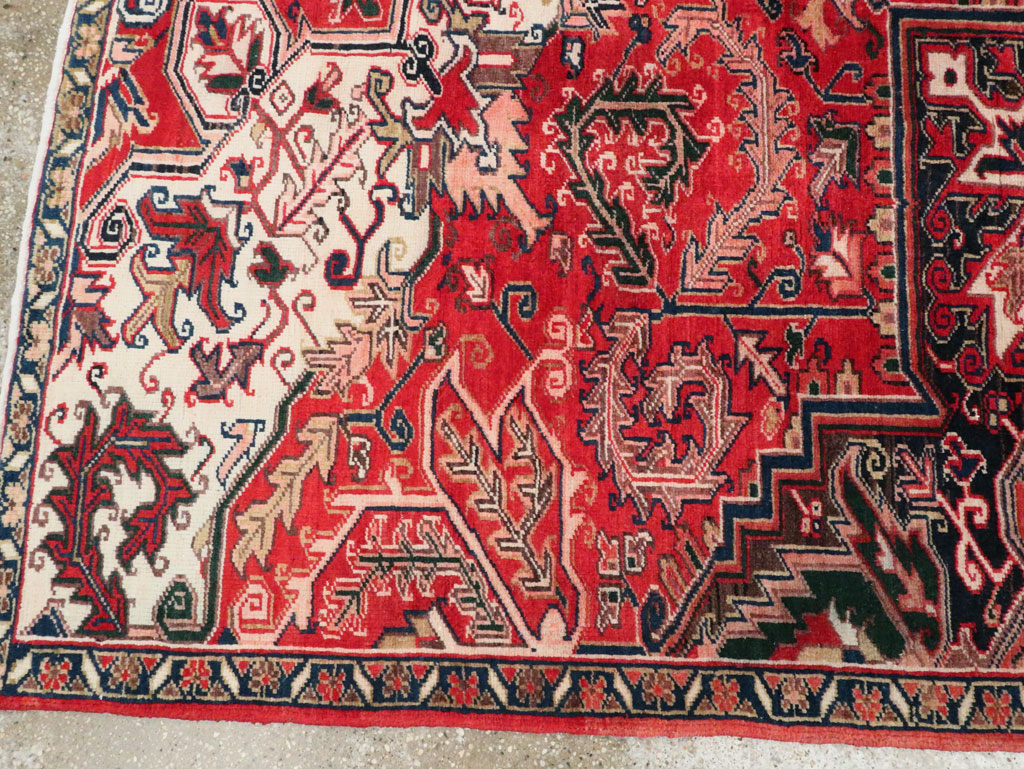 Vintage Persian Heriz Sampler Rug, No.27078 - Staging