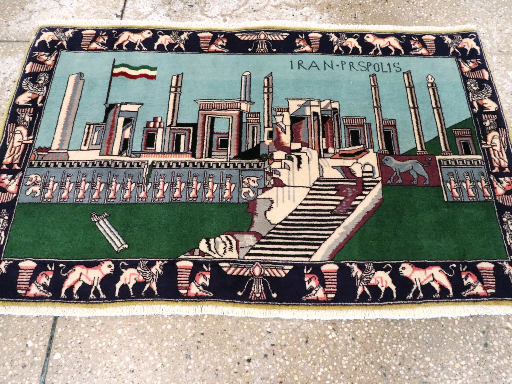 Modern Persian Tabriz Pictorial Rug (Pair: 1 of 2), No.27080 - Staging