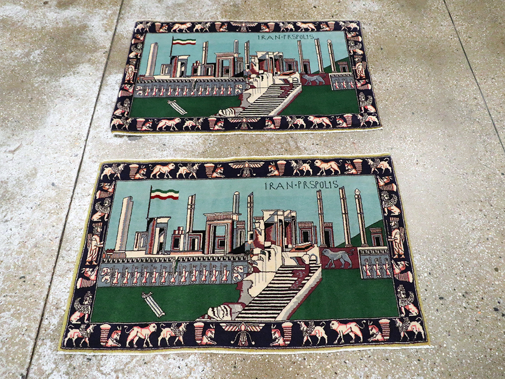 Modern Persian Tabriz Pictorial Rug (Pair: 1 of 2), No.27080 - Staging