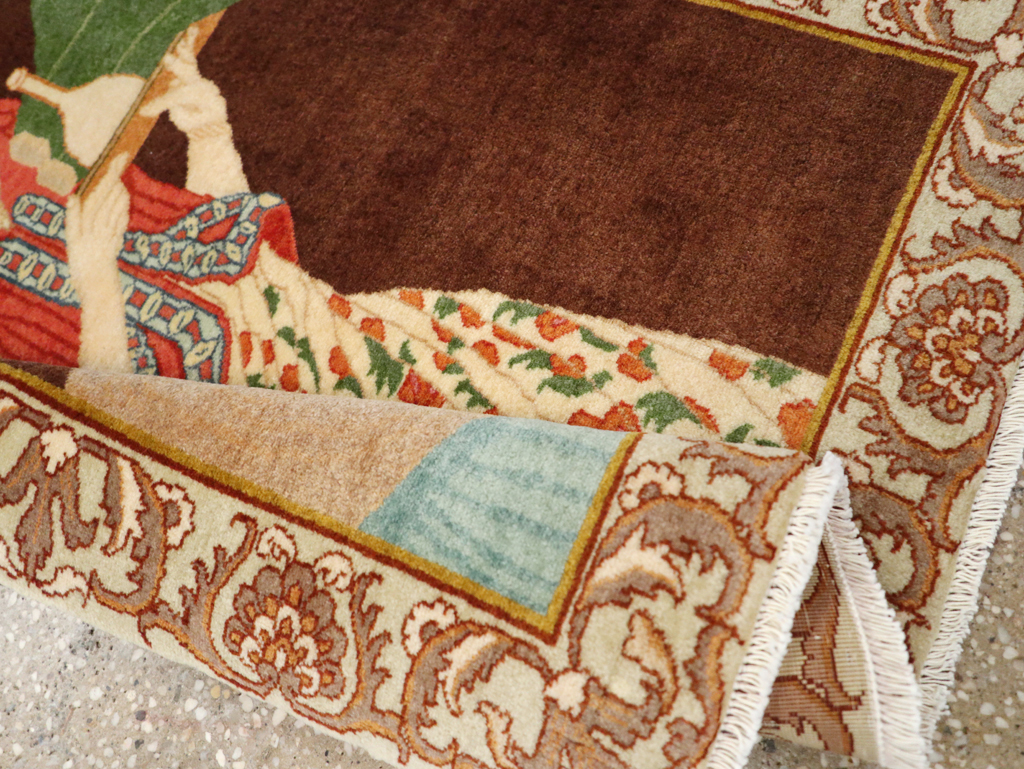 Vintage Persian Tabriz Pictorial Rug, No.27081 - Staging