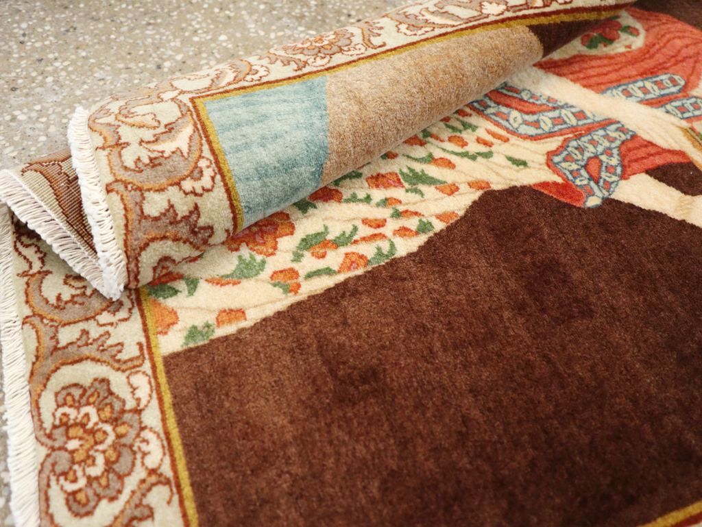 Vintage Persian Tabriz Pictorial Rug, No.27081 - Staging