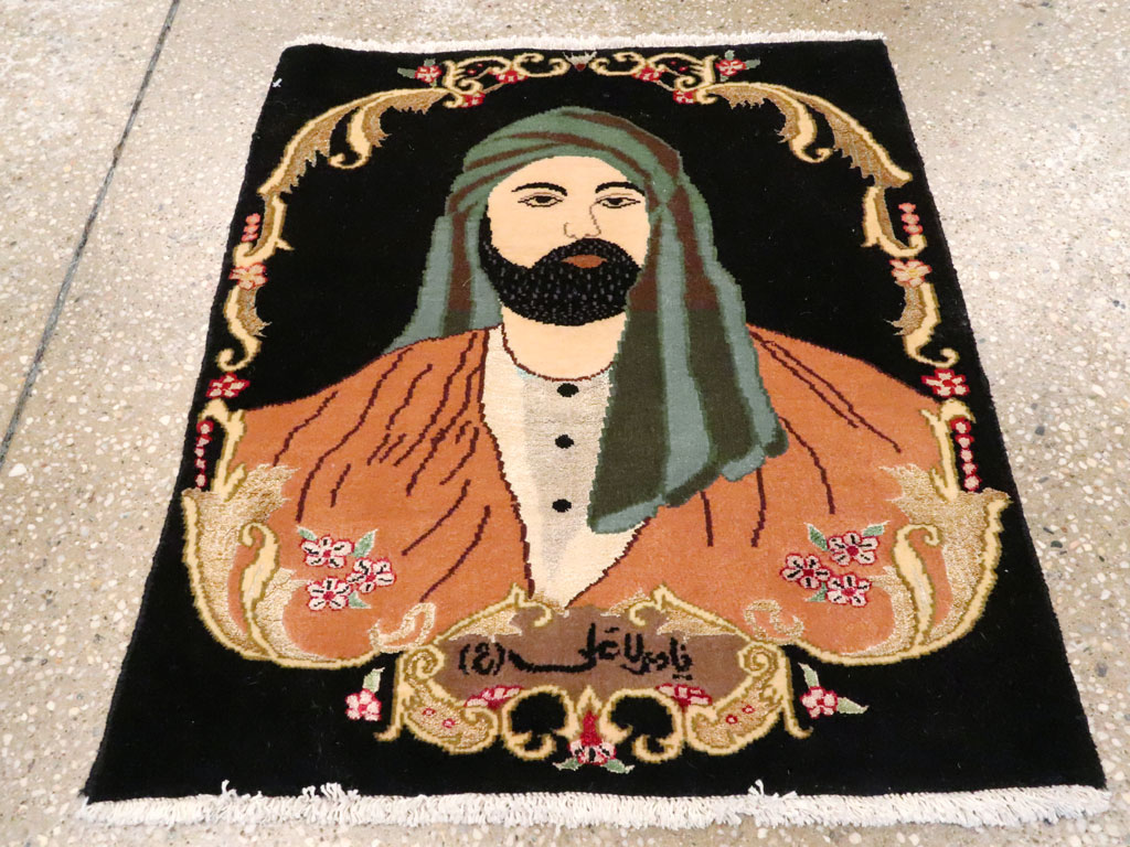 Vintage Persian Tabriz Pictorial Rug, No.27082 - Staging