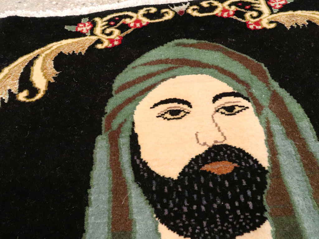 Vintage Persian Tabriz Pictorial Rug, No.27082 - Staging