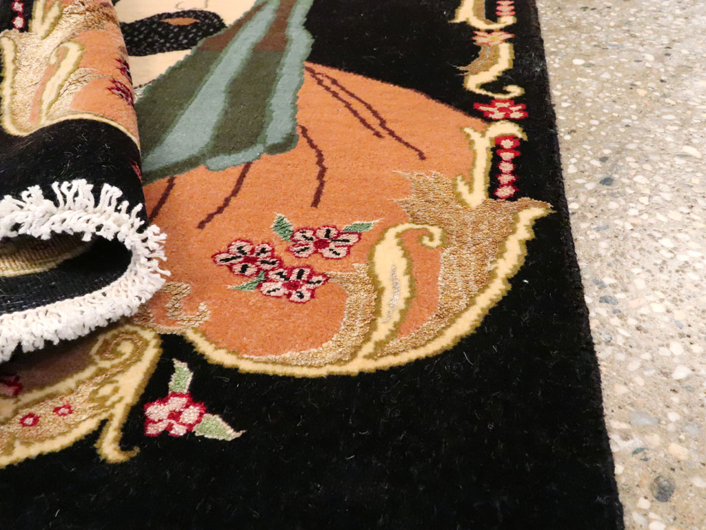 Vintage Persian Tabriz Pictorial Rug, No.27082 - Staging