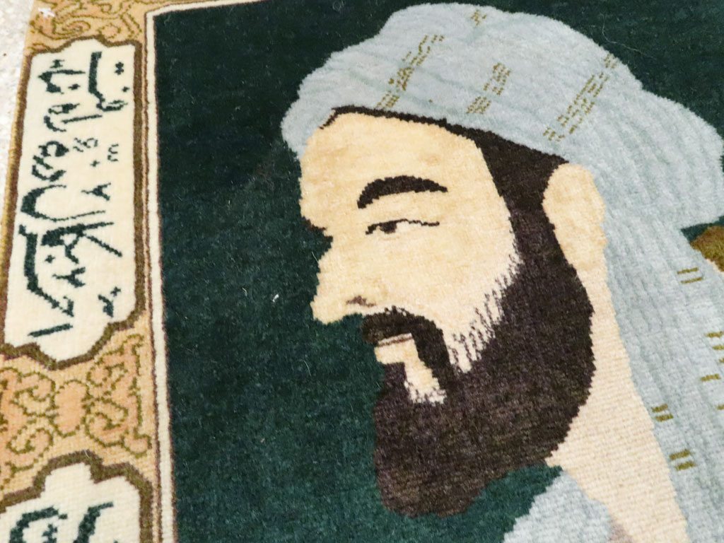 Vintage Persian Tabriz Pictorial Rug, No.27083 - Staging