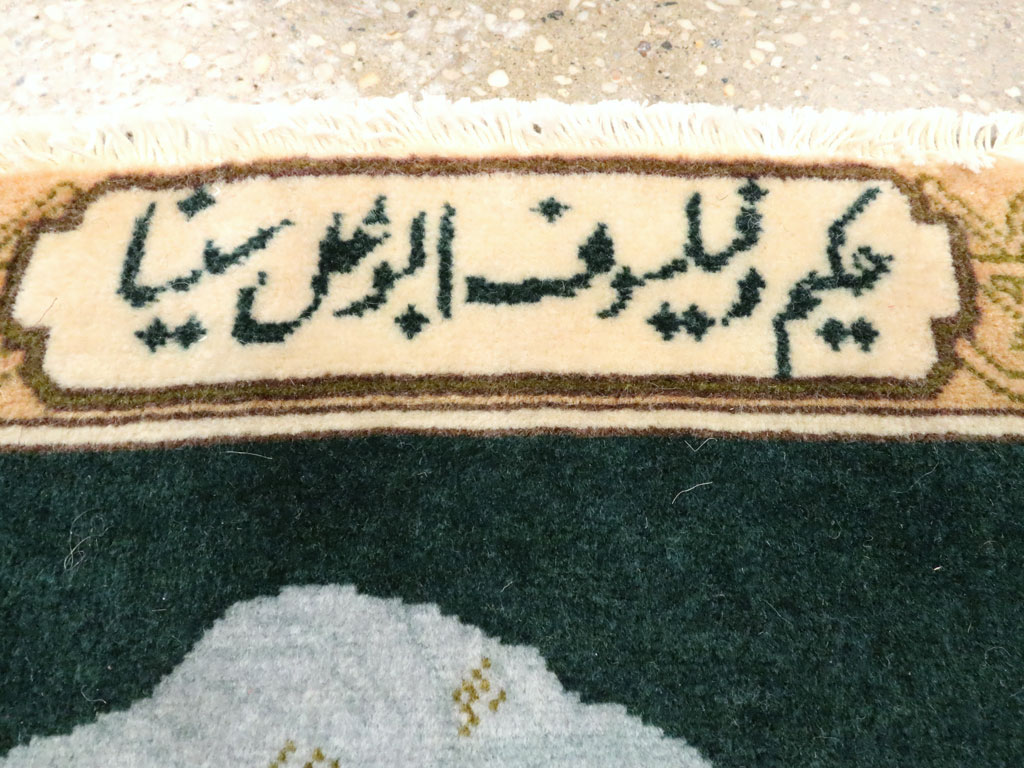 Vintage Persian Tabriz Pictorial Rug, No.27083 - Staging