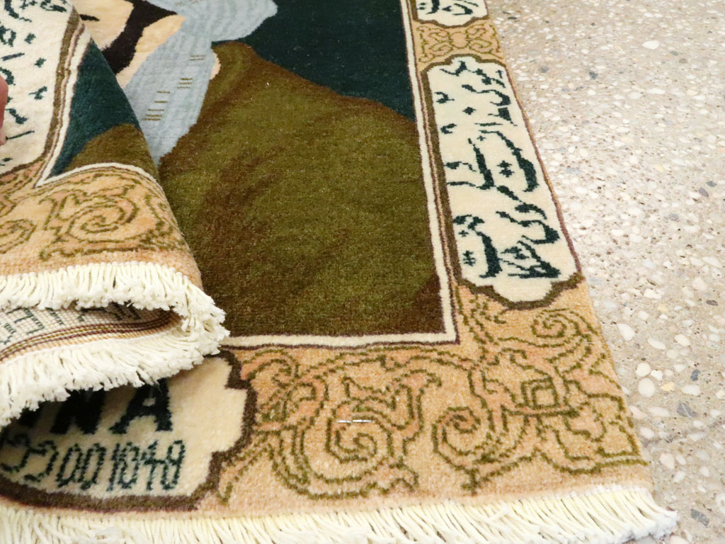 Vintage Persian Tabriz Pictorial Rug, No.27083 - Staging