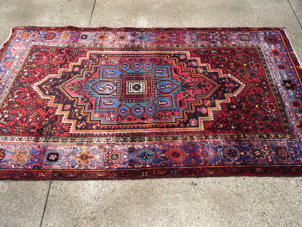 Vintage Persian Hamadan Rug, No.27091 - Staging