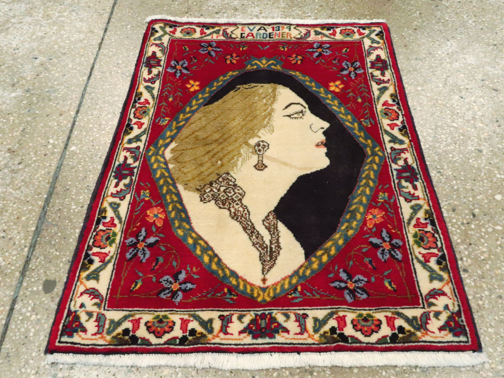 Vintage Persian Tabriz Pictorial Rug, No.27098 - Staging