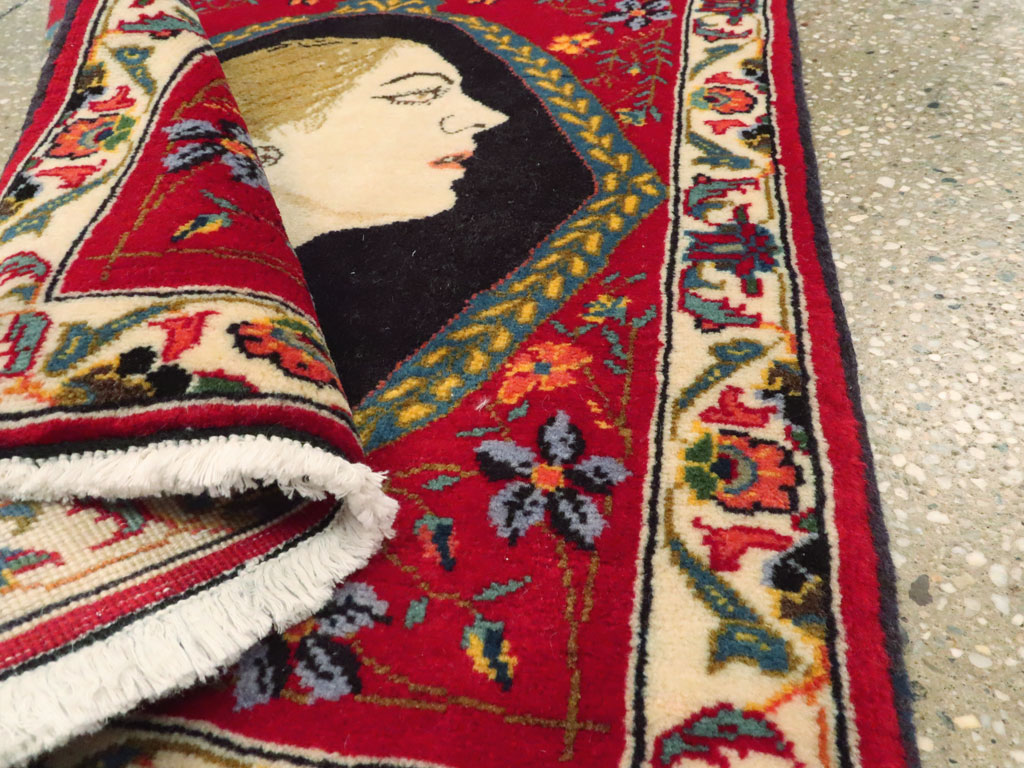 Vintage Persian Tabriz Pictorial Rug, No.27098 - Staging