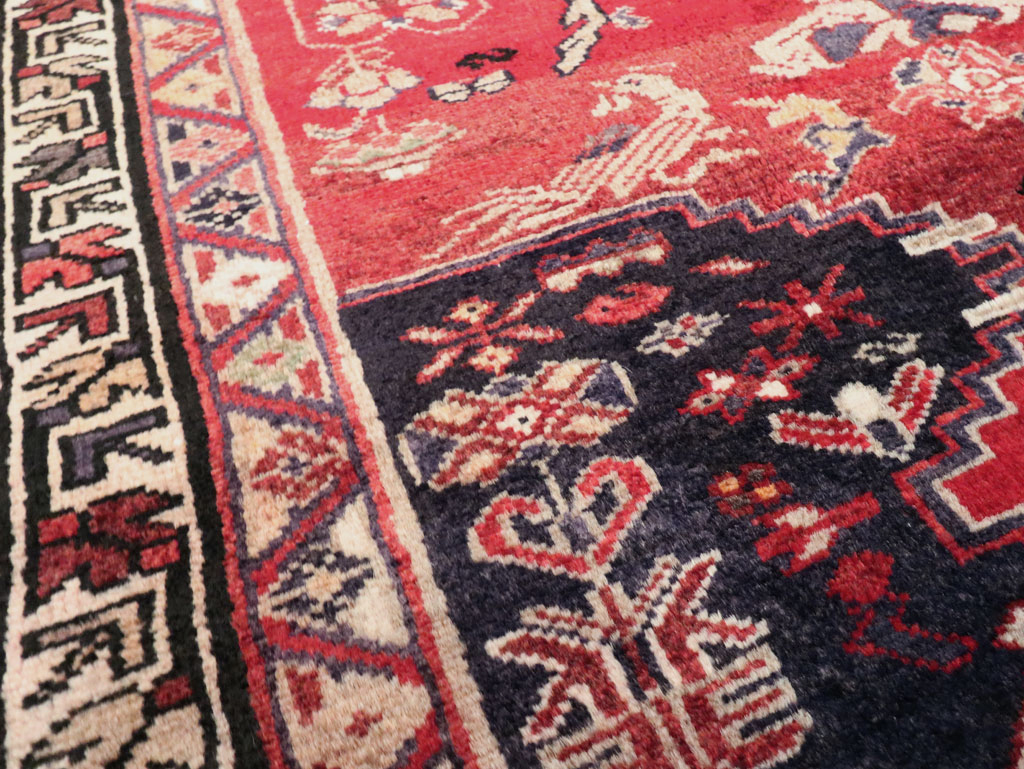 Vintage Persian Hamadan Pictorial Rug, No.27102 - Staging