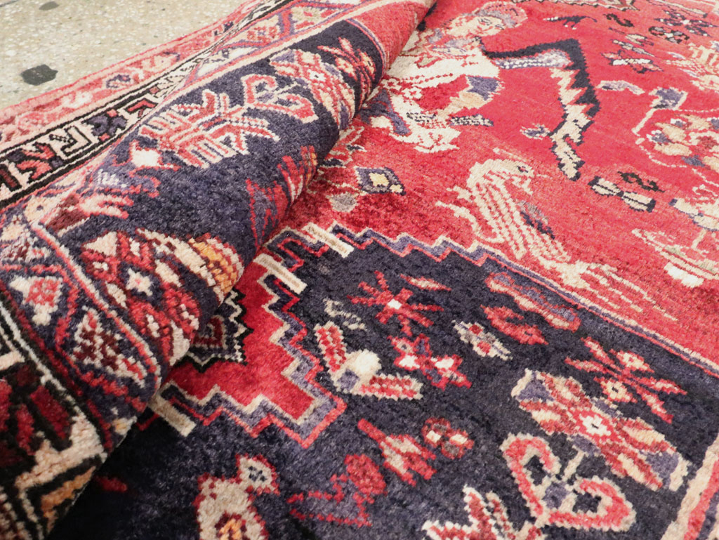 Vintage Persian Hamadan Pictorial Rug, No.27102 - Staging