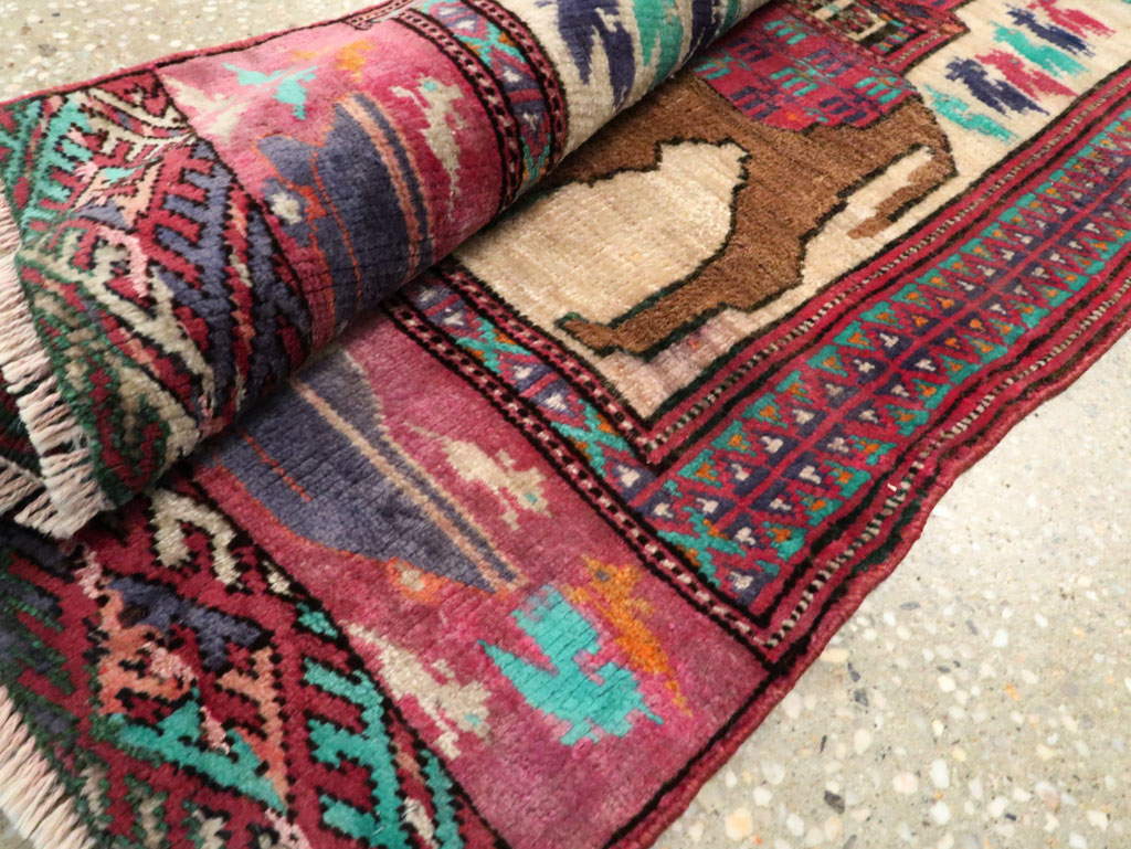 Vintage Persian Baluch Pictorial Rug, No.27105 - Staging