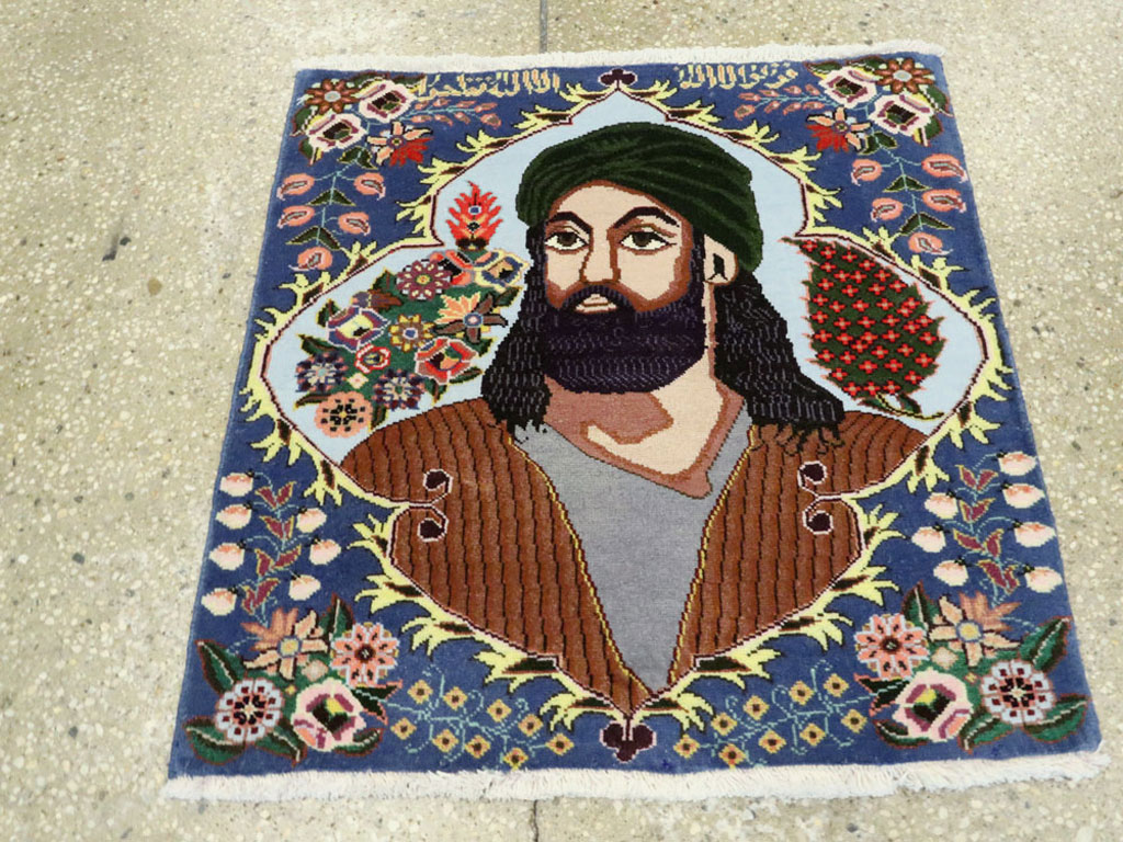 Vintage Persian Tabriz Pictorial Rug, No.27108 - Staging