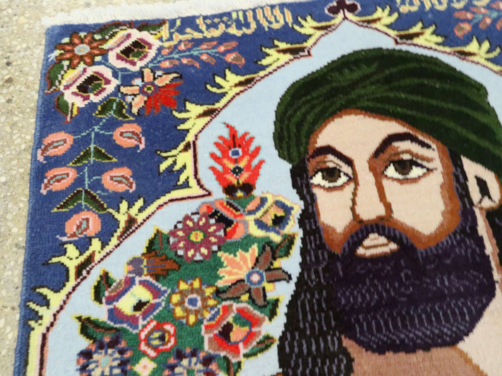 Vintage Persian Tabriz Pictorial Rug, No.27108 - Staging