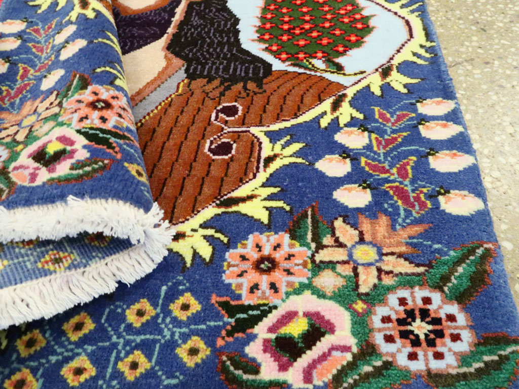 Vintage Persian Tabriz Pictorial Rug, No.27108 - Staging