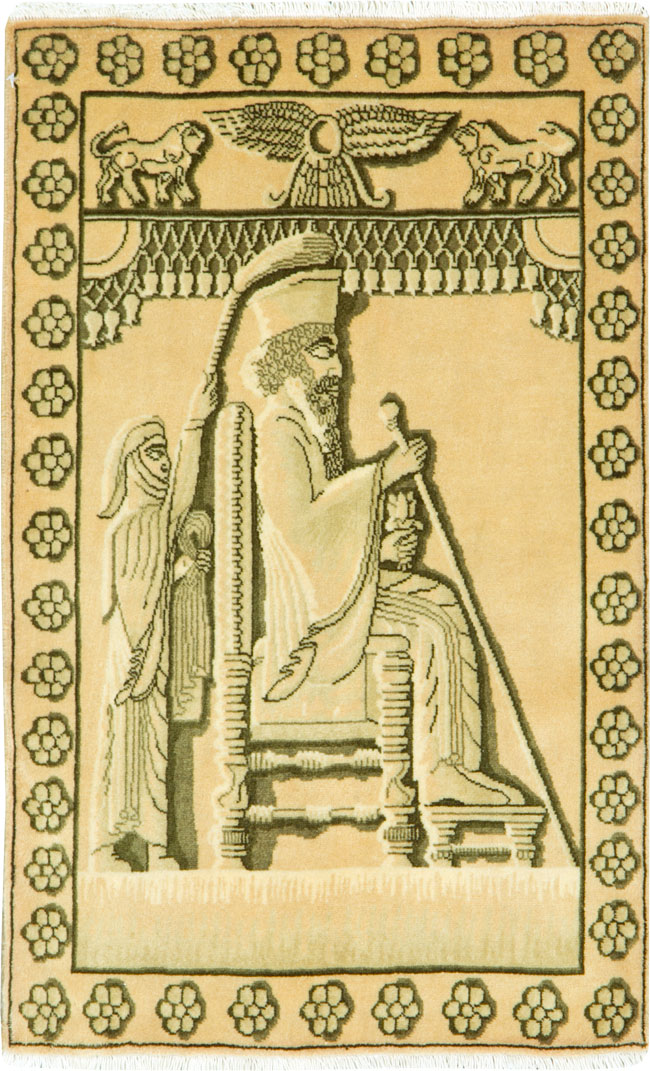 Modern Persian Tabriz Pictorial Rug, No.27112 - Staging