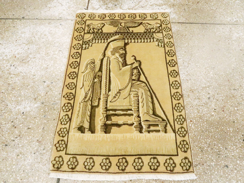 Modern Persian Tabriz Pictorial Rug, No.27112 - Staging