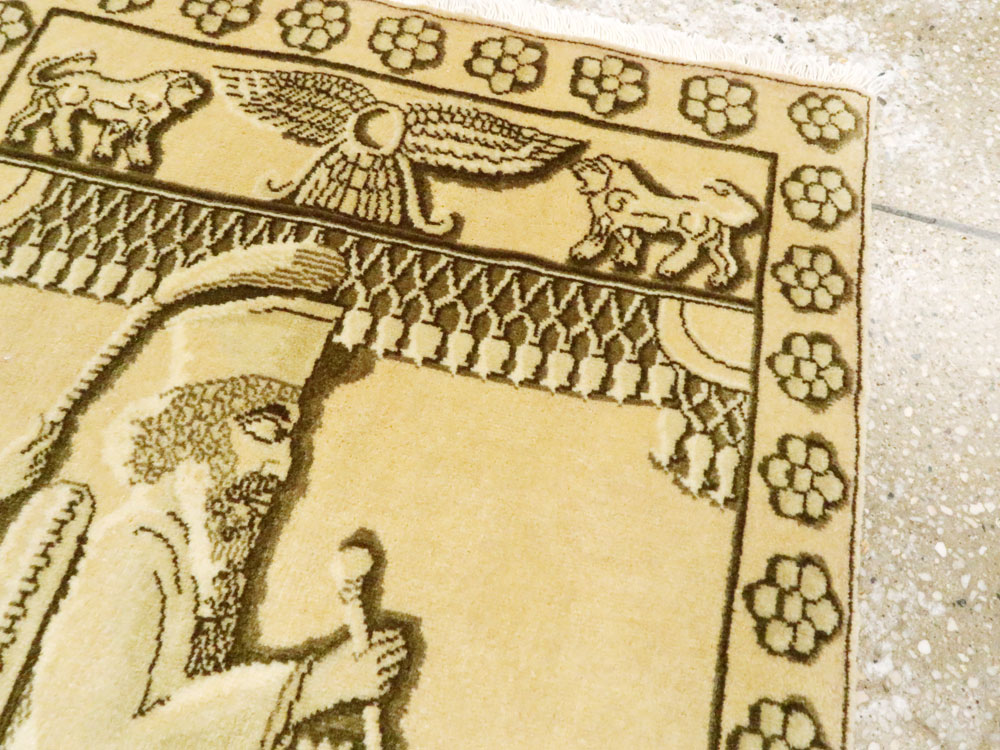 Modern Persian Tabriz Pictorial Rug, No.27112 - Staging