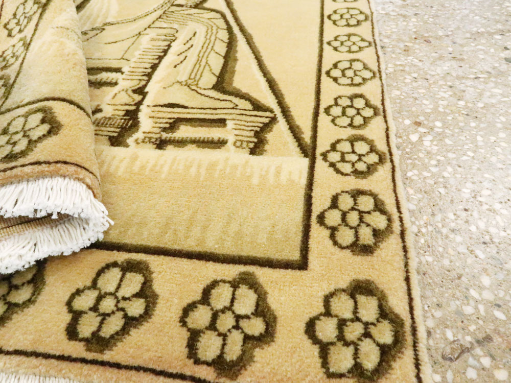 Modern Persian Tabriz Pictorial Rug, No.27112 - Staging