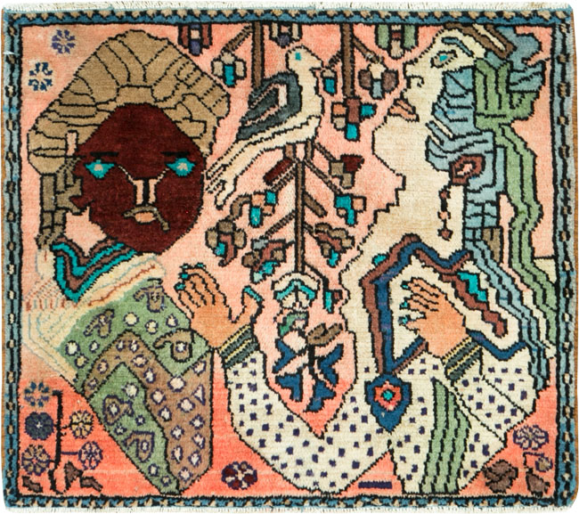 Vintage Persian Mahal Pictorial Rug, No.27114 - Staging