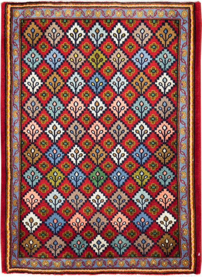 Vintage Persian Kashan Throw Rug (Pair: 1 of 2), No.27115 - Staging