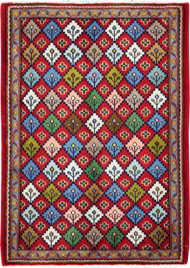 Vintage Persian Kashan Throw Rug (Pair: 2 of 2), No.27116 - Staging