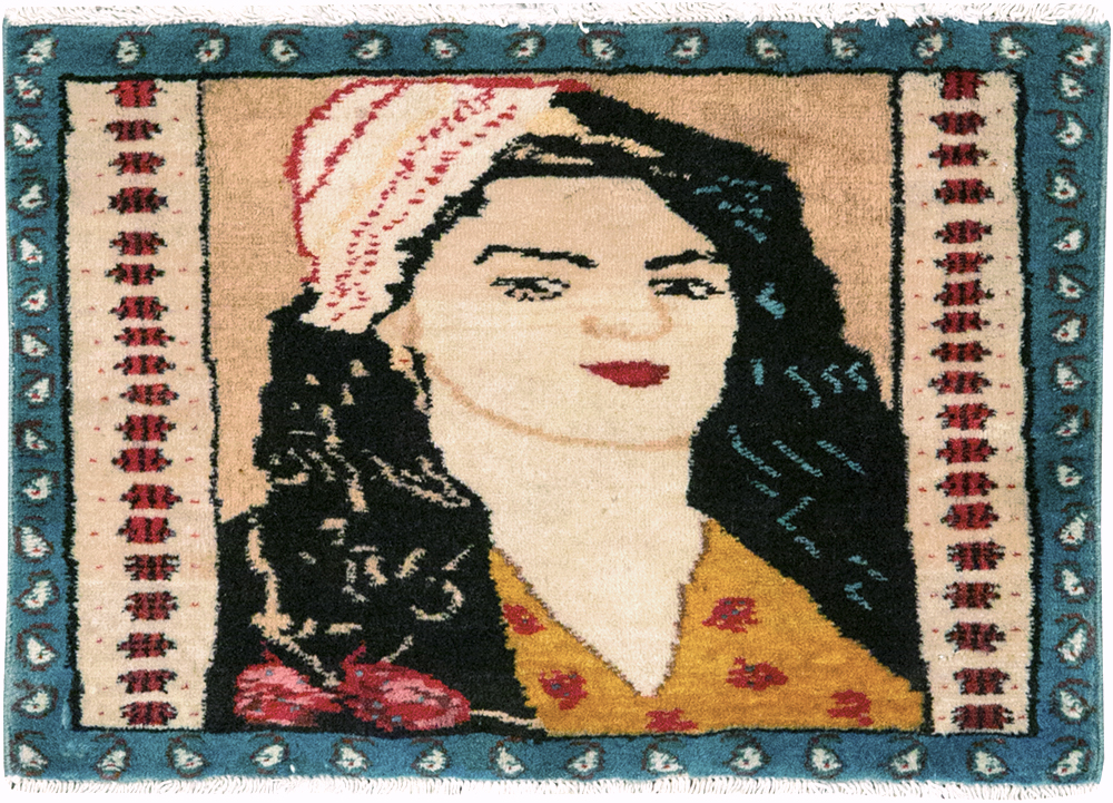 Vintage Persian Tabriz Pictorial Throw Rug, No.27118 - Staging