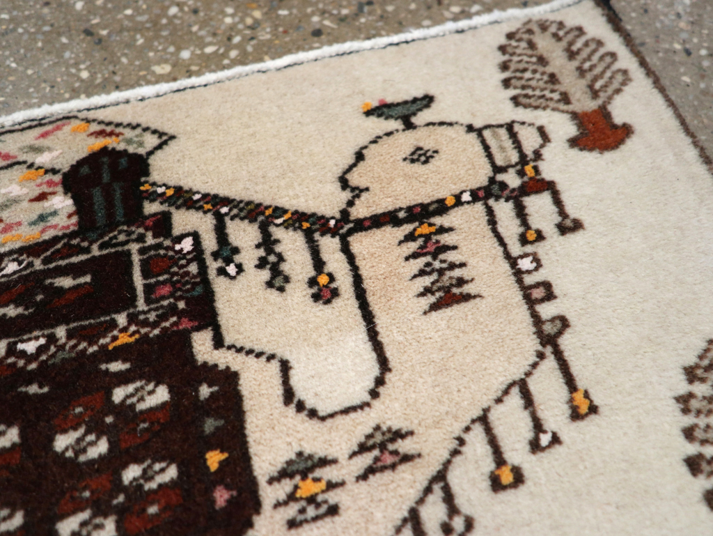 Vintage Persian Pictorial Baluch Rug (Pair: 1 of 2), No.27124 - Staging