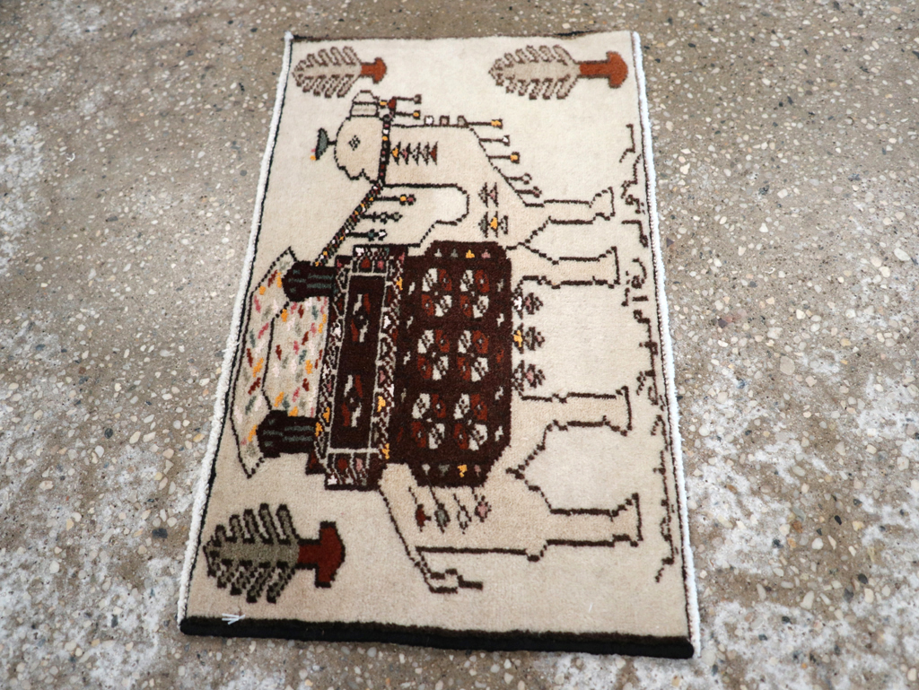 Vintage Persian Pictorial Baluch Rug (Pair: 1 of 2), No.27124 - Staging