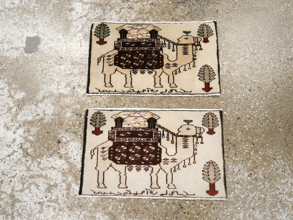 Vintage Persian Pictorial Baluch Rug (Pair: 1 of 2), No.27124 - Staging