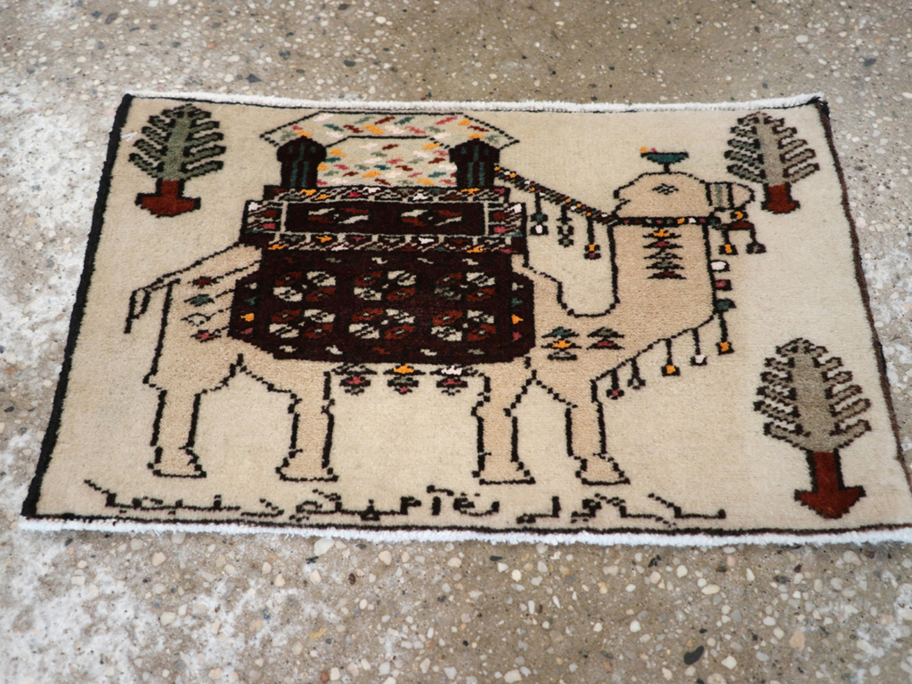 Vintage Persian Pictorial Baluch Rug (Pair: 2 of 2), No.27125 - Staging