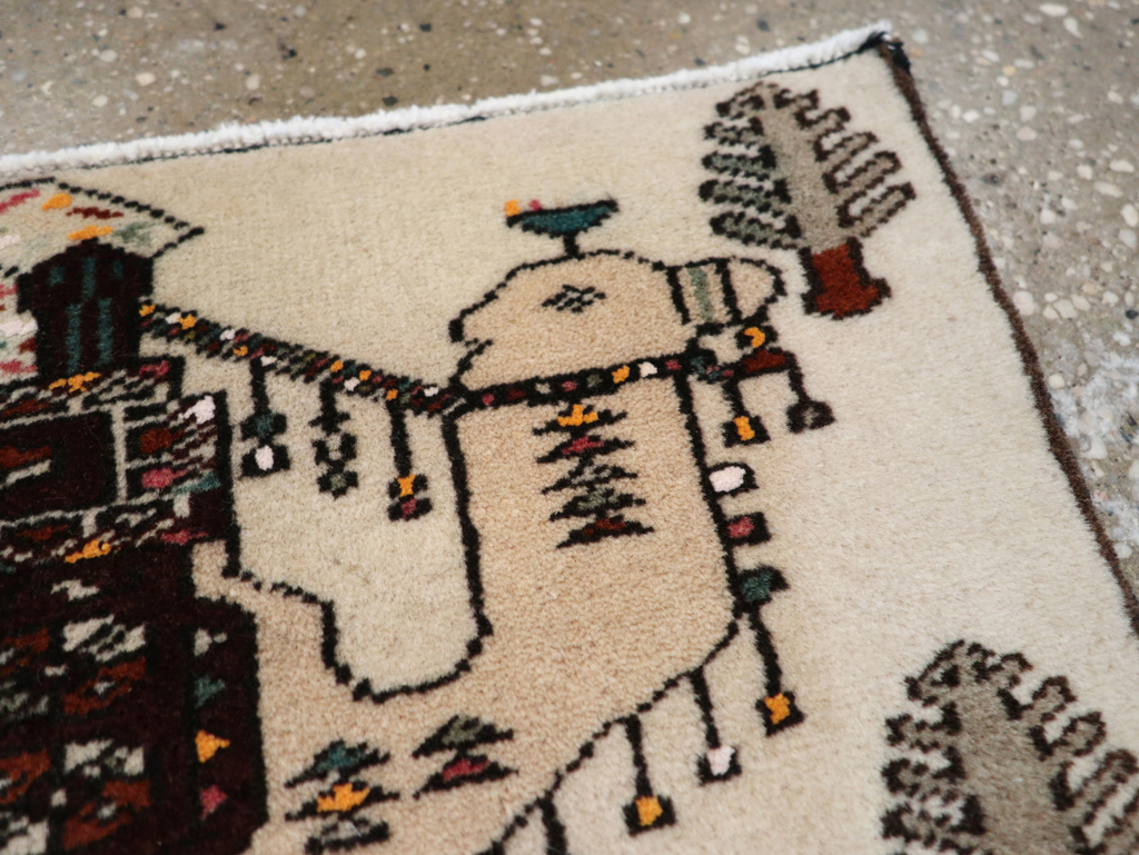 Vintage Persian Pictorial Baluch Rug (Pair: 2 of 2), No.27125 - Staging