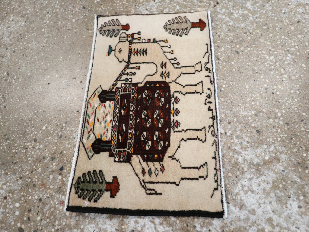 Vintage Persian Pictorial Baluch Rug (Pair: 2 of 2), No.27125 - Staging