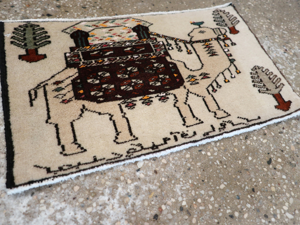 Vintage Persian Pictorial Baluch Rug (Pair: 2 of 2), No.27125 - Staging