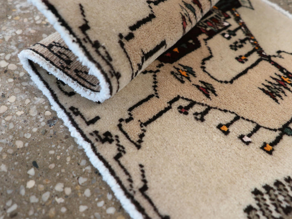 Vintage Persian Pictorial Baluch Rug (Pair: 2 of 2), No.27125 - Staging