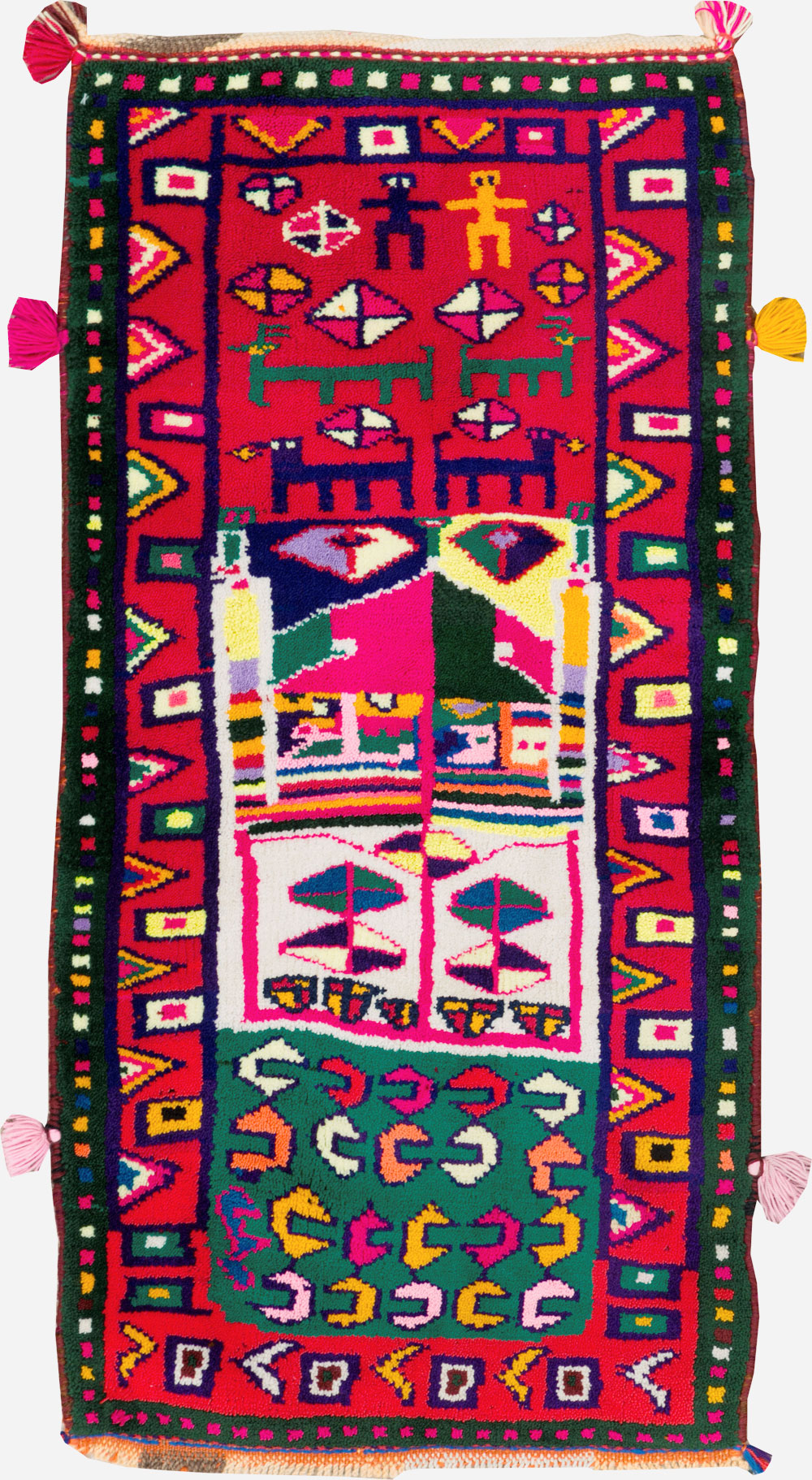Vintage Persian Kurd Boho Chic Throw Rug, No.27129 - Staging