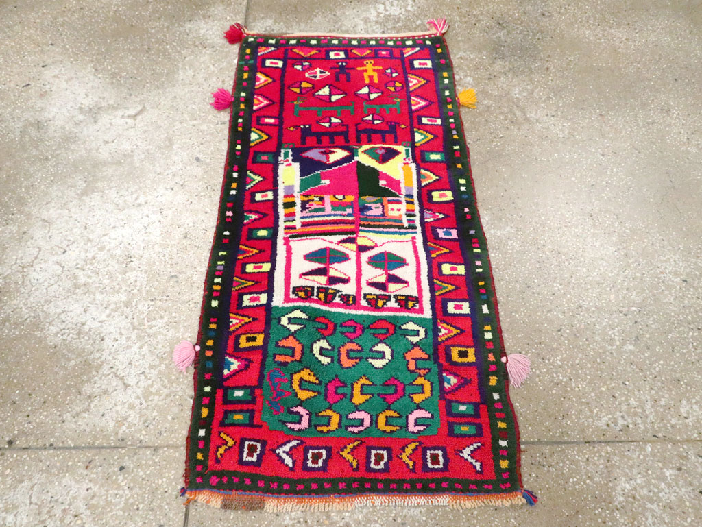 Vintage Persian Kurd Boho Chic Throw Rug, No.27129 - Staging