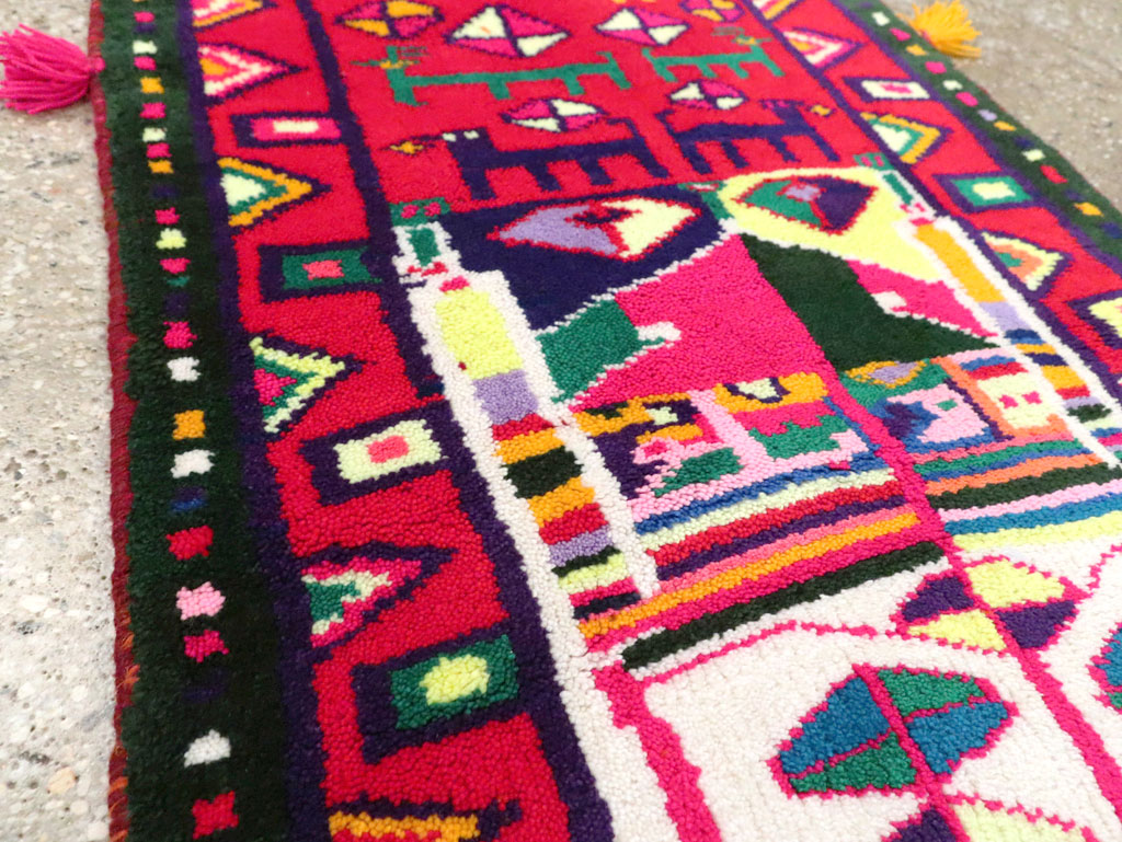 Vintage Persian Kurd Boho Chic Throw Rug, No.27129 - Staging