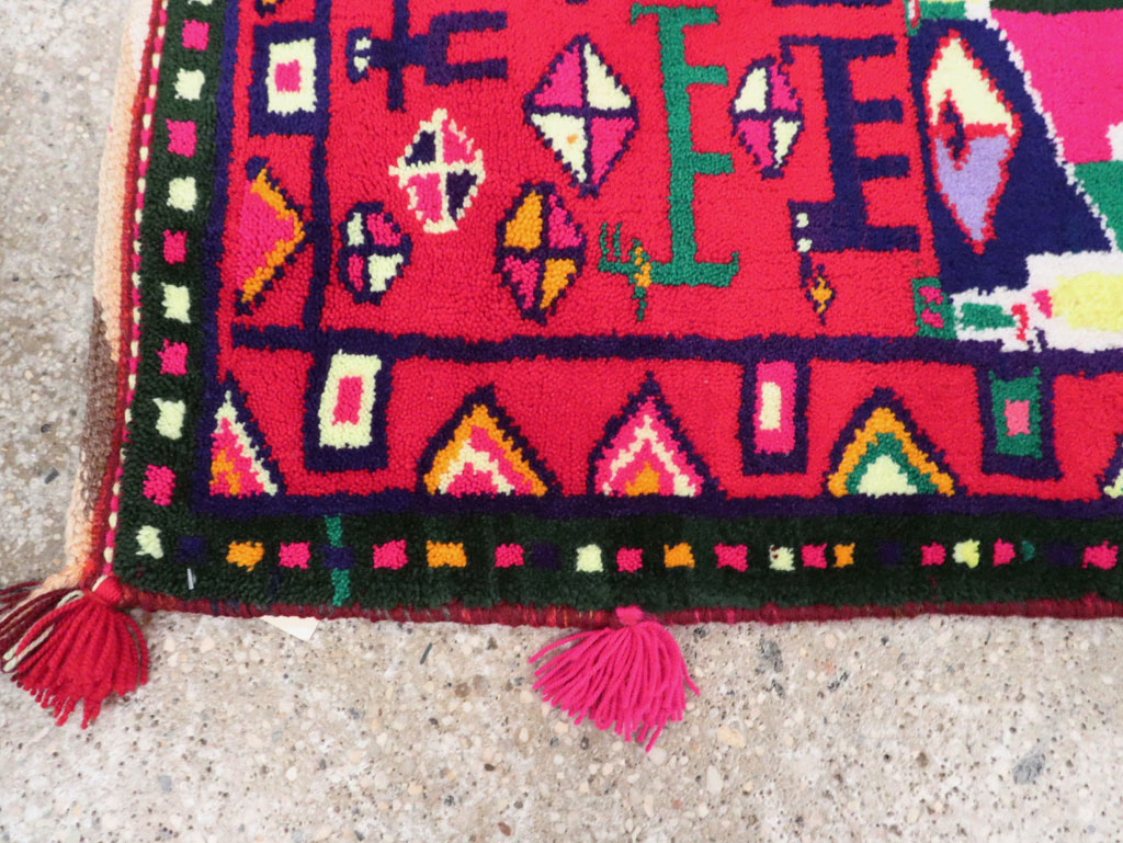 Vintage Persian Kurd Boho Chic Throw Rug, No.27129 - Staging