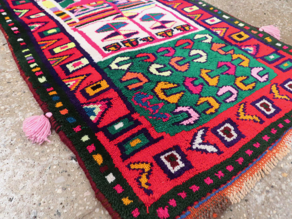 Vintage Persian Kurd Boho Chic Throw Rug, No.27129 - Staging