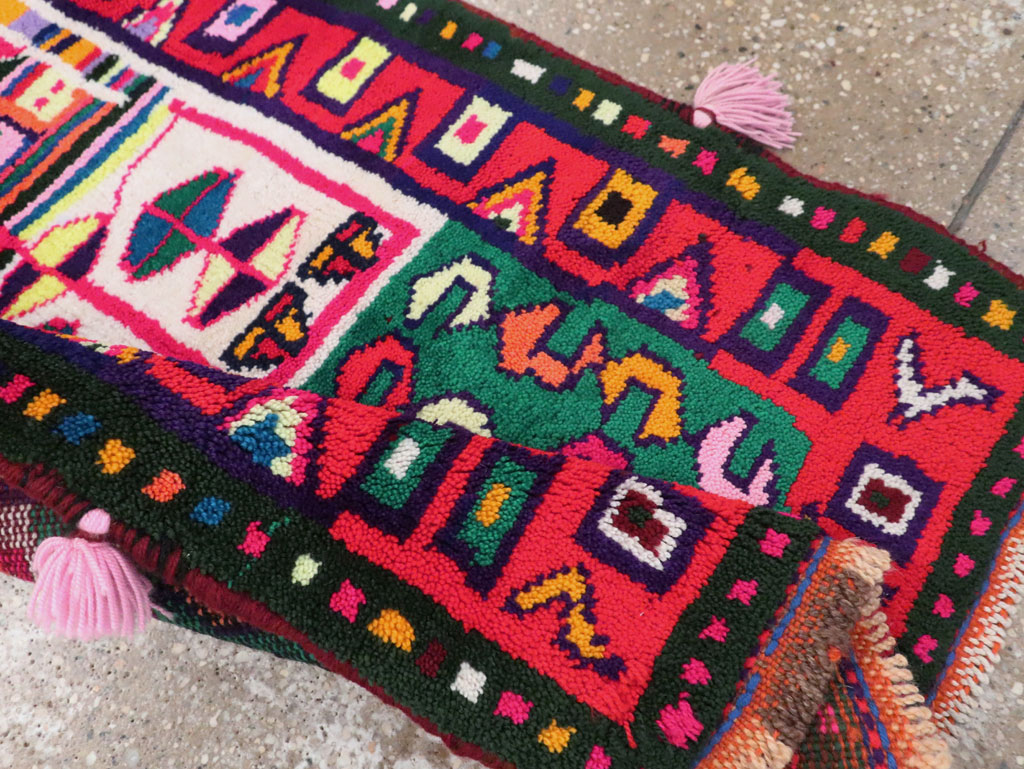 Vintage Persian Kurd Boho Chic Throw Rug, No.27129 - Staging