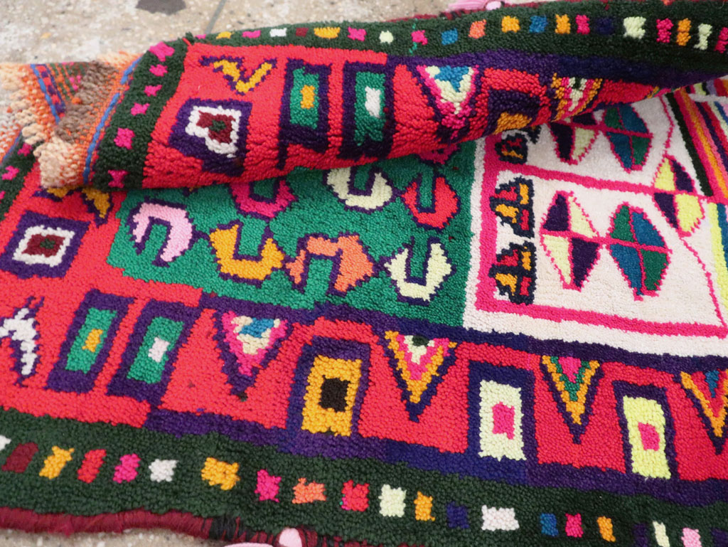 Vintage Persian Kurd Boho Chic Throw Rug, No.27129 - Staging