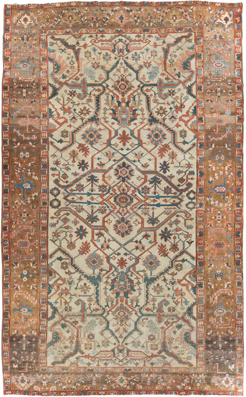 Antique Persian Heriz Carpet, No.27133 - Staging