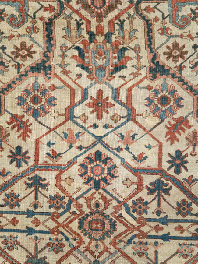 Antique Persian Heriz Carpet, No.27133 - Staging